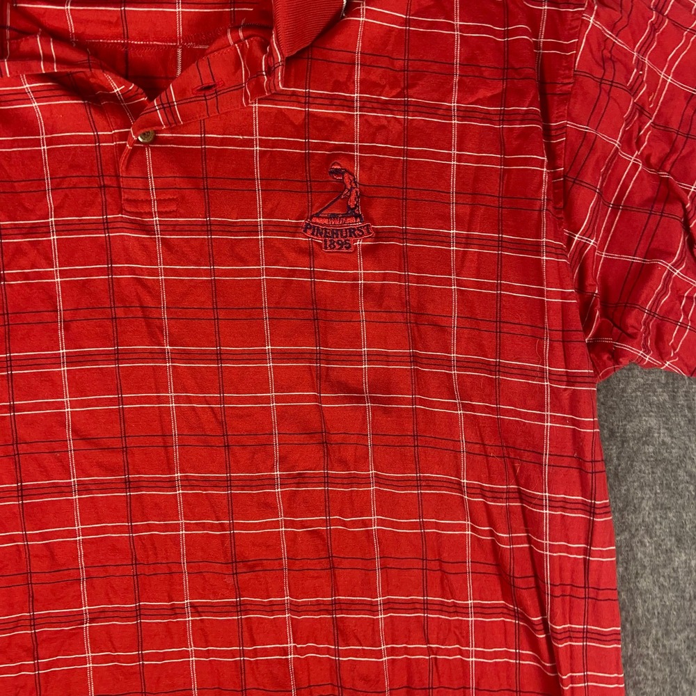 Pinehurst Collection Men's Red Plaid Golf Polo Shirt Large - Picture 4 of 9